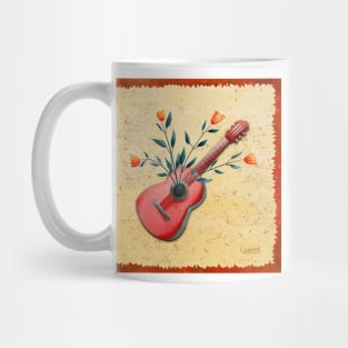 Vintage guitar and flowers Mug